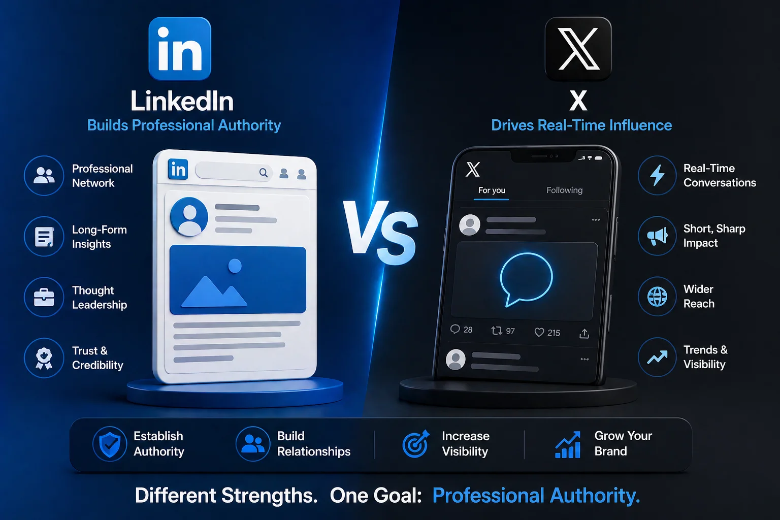 LinkedIn vs X for Professional Authority